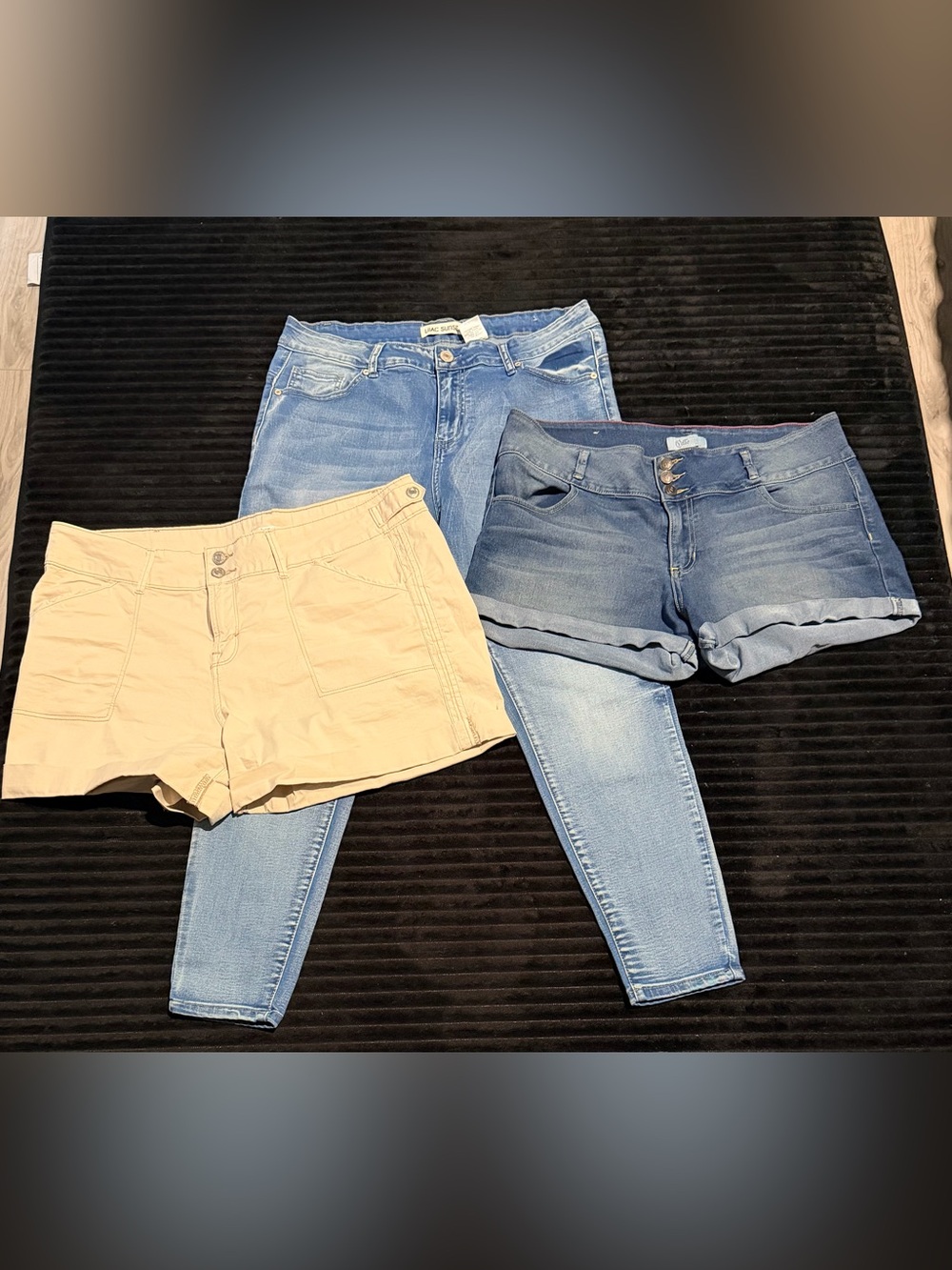 Mixed Denim Jeans and Shorts Bundle - Light & Dark Blue with Beige Shorts Sz14